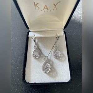 Kay Jewelers White Sapphire in Motion Pendant and Earrings